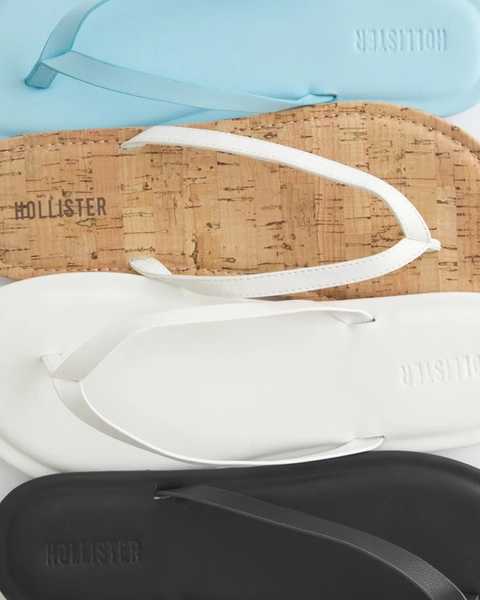 White Cork Faux Leather Flip Flops