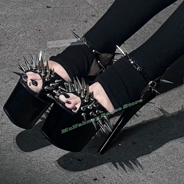 Rivet Stud Platform Sandals Open Toe Super Stiletto Heels Buckle Straps Sandals Ladies Summer Shoes Designer Party Casual Shoes - AliExpress 322