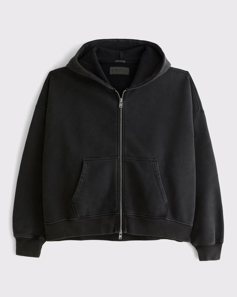Essential Cropped Full-Zip Hoodie