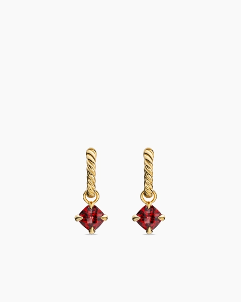 David Yurman Micro Chatelaine® Drop Earrings In 18K Yellow Gold With Garnet