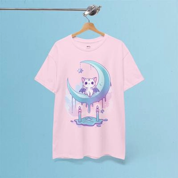 Melting Moon Cat T-Shirt: Pastel Goth Kawaii Yami Style