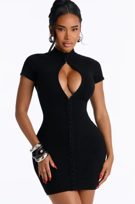 Victoria Snatched Mini Dress - Black