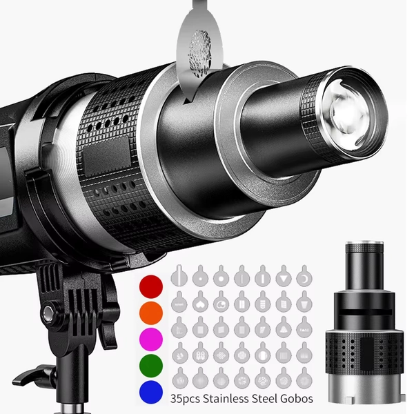 Bowens Mount Flash Snoot Conical Lens Video Artist Modelling Shape Photo Studio Light Kit with Optical Spotlight Lens 35 Gobos