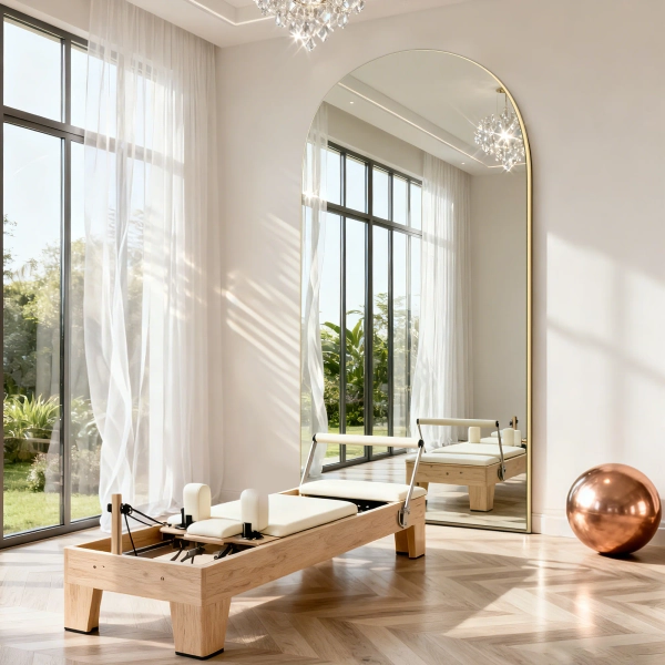 Full Length Mirror Frameless Floating Design, Wall Mirror Hanging or Leaning with Stand