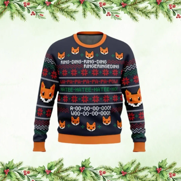 Funny Fox Sound Christmas Sweater, Cute Animal Holiday Knit, Unisex Festive Ugly Sweater Gift for Winter Parties - Etsy