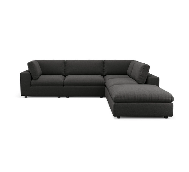 Harmony 4 Seater Charcoal Modular Sofa with Ottoman