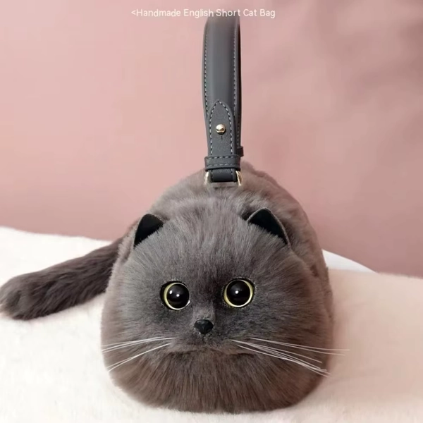 Eén schoudertas Vrouwelijk ontwerp Kleine man Messenger Bag Veelzijdige handgemaakte herfst- en winterpluche schattige kattentas - AliExpress