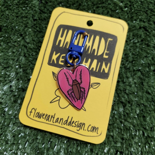 Weird Cockroach Heart Keychain