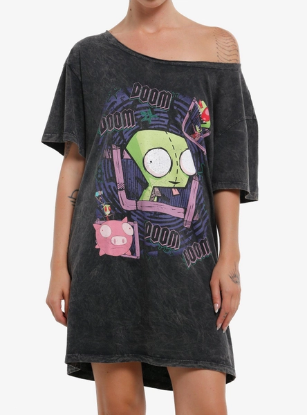 Invader Zim GIR Off-Shoulder T-Shirt Dress