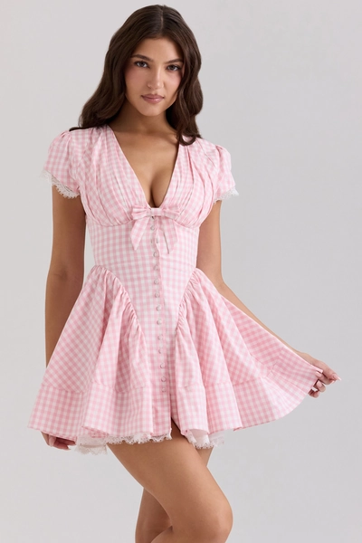 Emiliana Mini robe en coton vichy rose