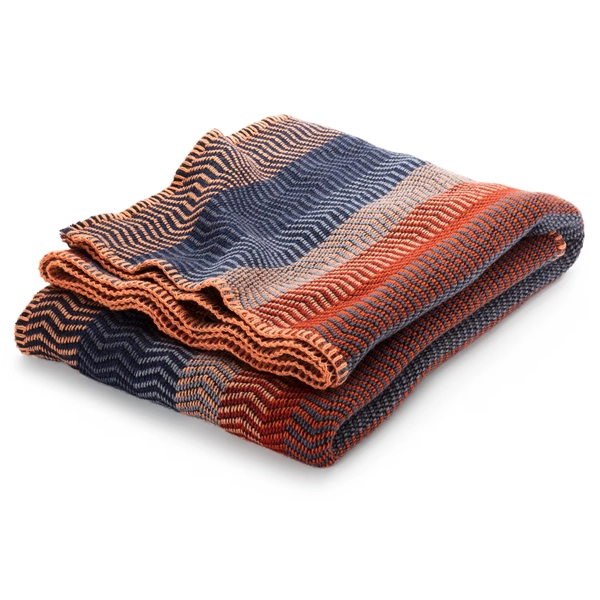 Lambswool blanket natural tones Fri, Red-Blue