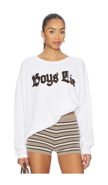 Boys Lie Rocker Thermal Bf Longsleeve Tee in White.