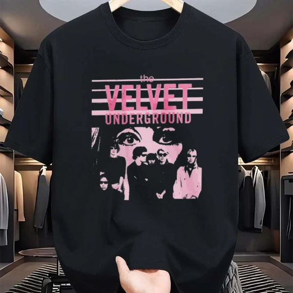 The Velvet Underground Grafik-T-Shirt - Schwarzes Bandmitglied-Druck Streetwear Shirt, Unisex Baumwoll-Kurzarm-Rundhals-Top für Männer & Frauen, Ganzjahres-Casualwear, Perfektes Geschenk für Musikfans, Fanartikel im Bohemian-Stil, Bequemer Sitz, Band-T-Shirts