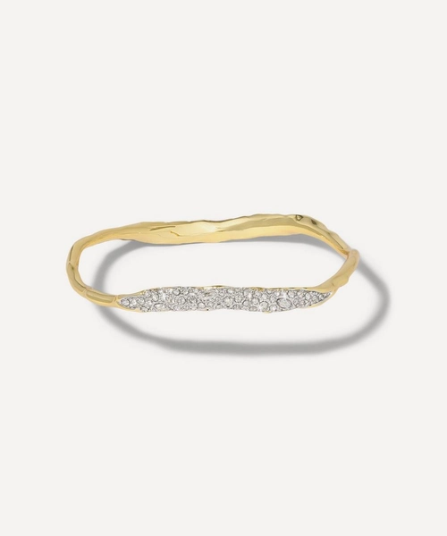 14ct Gold-Plated Solanales Crystal Skinny Bangle Bracelet