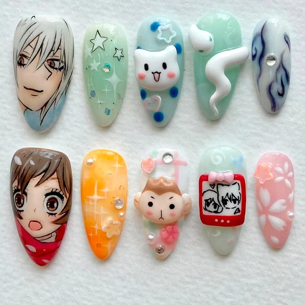 Kamisama Kiss Press on Nails, 3D Anime Nail Art, Handmade Pastel Nails - Etsy