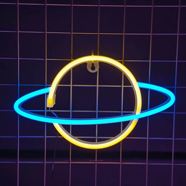 Planet Neon Sign LED Night Lights Wall Decor Astronomy Gifts - B