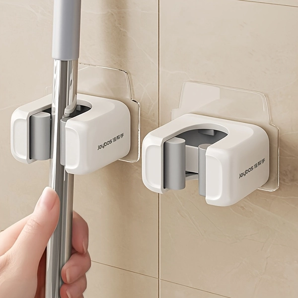 [No-Drill Mop Holder] 2pcs No-Drill Wall Mounted Mop and Broom Holder | Multifunctional Tools Storage Clip for Bathroom Kitchen Garden, Cleaning Accessories, Household Gadgets, Utility Hooks