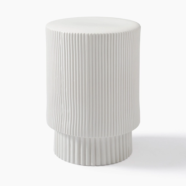 Fluted Ceramic Indoor/Outdoor Side Table (13"–16")