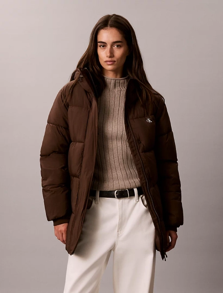 Logo Belt Hooded Puffer Jacket