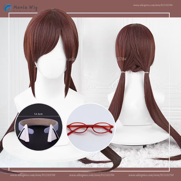 Peluca de Cosplay de Anime EVA Mari Makinami, pelo sintético resistente al calor, marrón y rojo, 80cm de largo, gorra de peluca, alta calidad - AliExpress