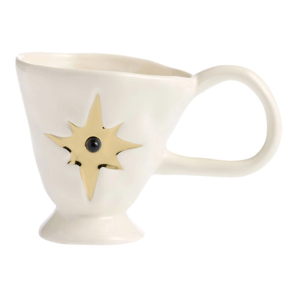 White and Gold Mystic Star Organic Ceramic Mug