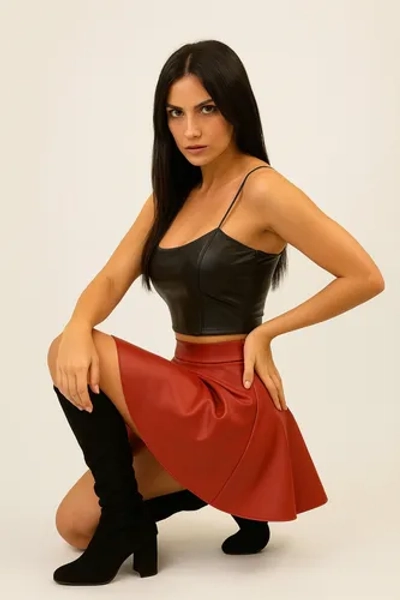 Falda Mini Falda Eco Cuero