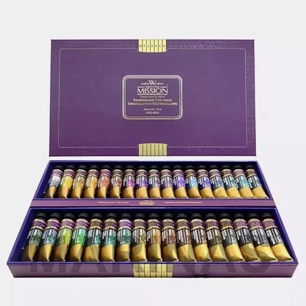 Mijello Mission Tourmaline Two Tone Granulation Watercolor Set of 34 MGC-8034