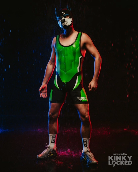WRESTLING SINGLET KINKY LOCKED - TOXIC GREEN ZIPPER | KINKY LOCKED - FETISH GEAR