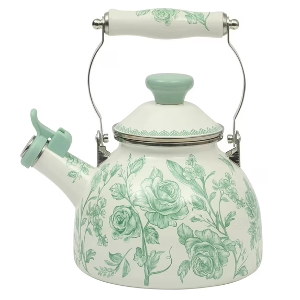The Pioneer Woman Agatha Enamel on Steel 2.0-Quart Whistling Tea Kettle, Green
