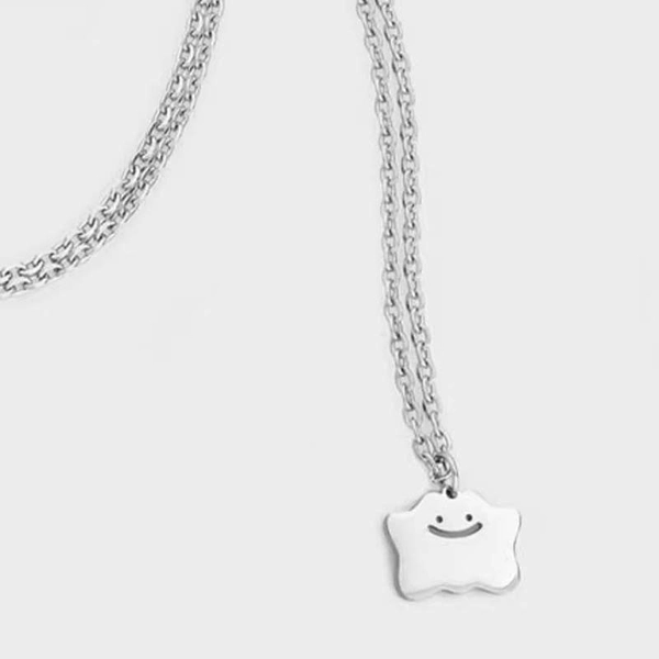 Ditto Necklace Titanium Steel Pokemon Pendant Jewelry 60cm Chain