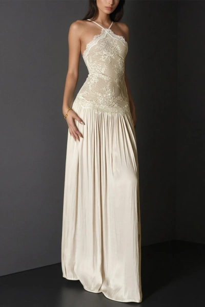 Cadwalader Lace Floral Ruch Maxi Dress