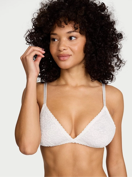 White Lace Triangle Bralette - Size Small