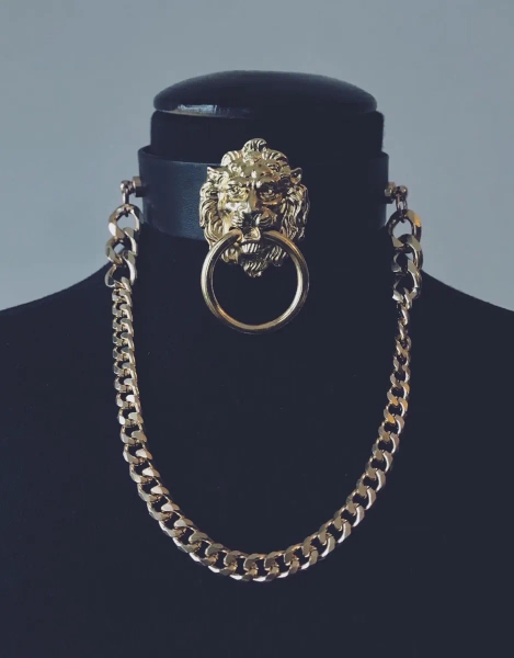 FURIOUS GOLD LION CHOKER+CHAINS