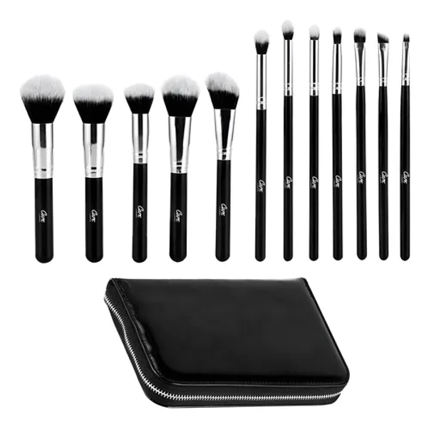 Set De Brochas Profesional Maquillaje Alta Gama + Estuche Negro