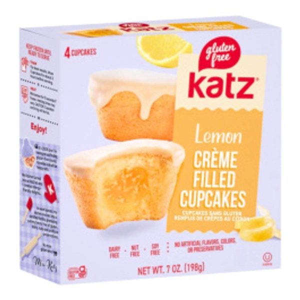 Katz Gluten-Free Creme-Filled Cupcakes Lemon, 4 Pack