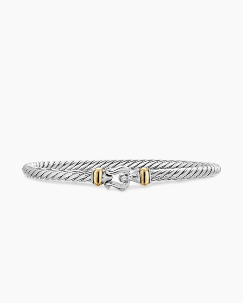 Cable Flex® Buckle Bracelet in Sterling Silver with 14K Yellow Gold, 4mm