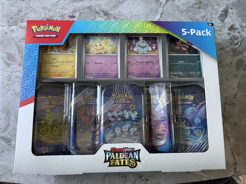 Pokémon TCG Paldean Fates Mini Tin X5 | 4 Promos Costco Exclusive Gift | Sealed✅