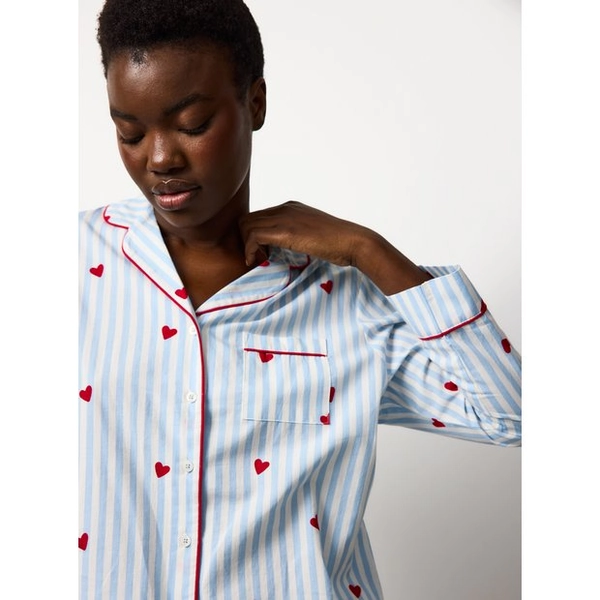 Buy Mini Me Blue Valentine's Striped Traditional Pyjamas 10 | Pyjamas | Tu