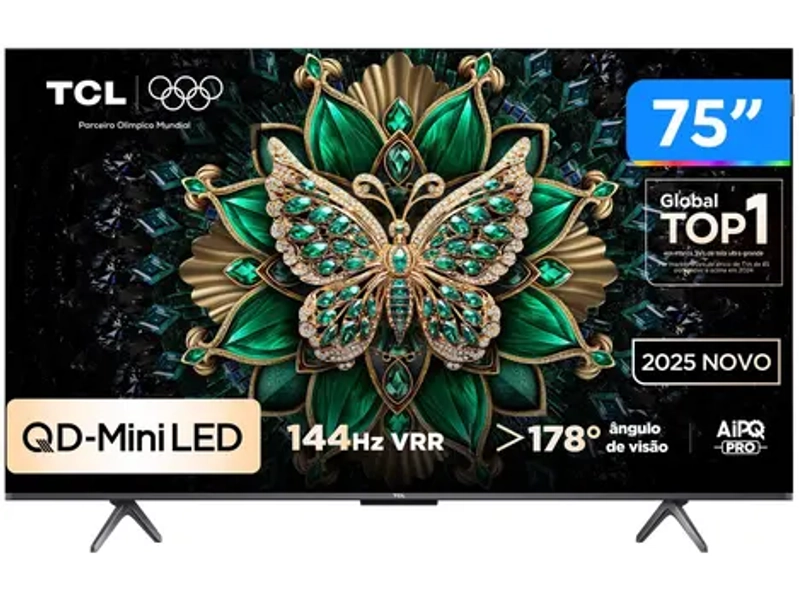 Smart TV 4K TCL QD-Mini LED 75” Polegadas com HDMI 2.1, Dolby Vision IQ, Subwoofer, 144Hz VRR e Wi-Fi - 75C6K - TV 4K Ultra HD - Magazine Luiza