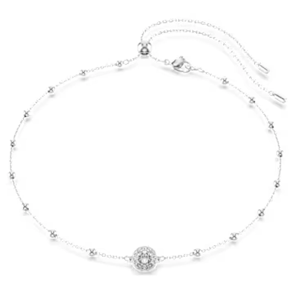 Una Angelic pendant, Round cut, Double sided motifs, White, Rhodium plated