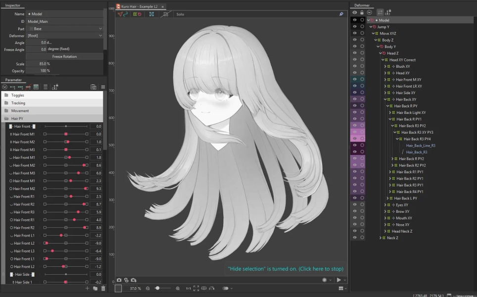 Apprentissage Live2D Hair Physics Example Project & Tutorial by Kuroama | Cozy Forge (@Kuroama)