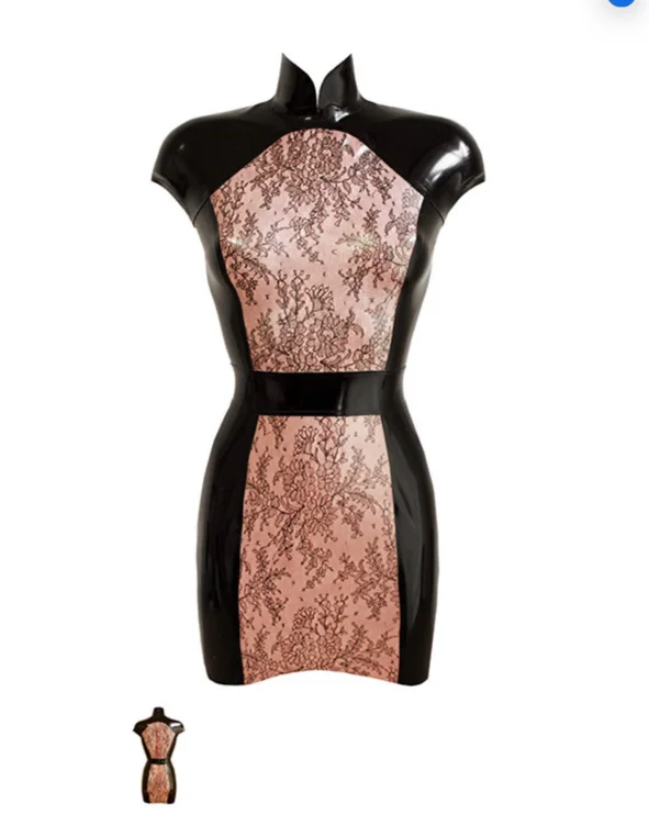 Restricted Cheongsam Mini Dress w/ Belt w/ printed panels