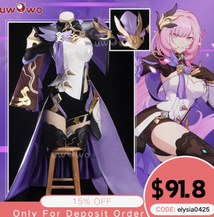 S-3XL INSTOCK-Uwowo Honkai Impact 3: Elysia Miss Pink Elf♪ Cosplay Costume - INSTOCK-Set A: Costume L