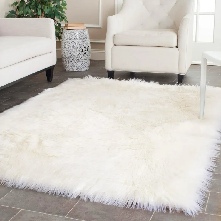 5x8 white fuzzy rug