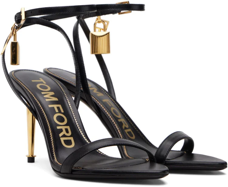 Tom ford - Black Padlock Pointy Naked Heeled Sandals