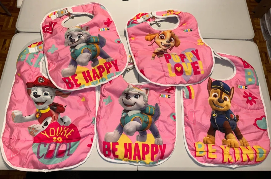 Paw Patrol pink thick bib with magnetic lock (Model: Everest)