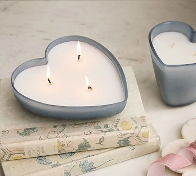 Frosted Glass Heart Candle 