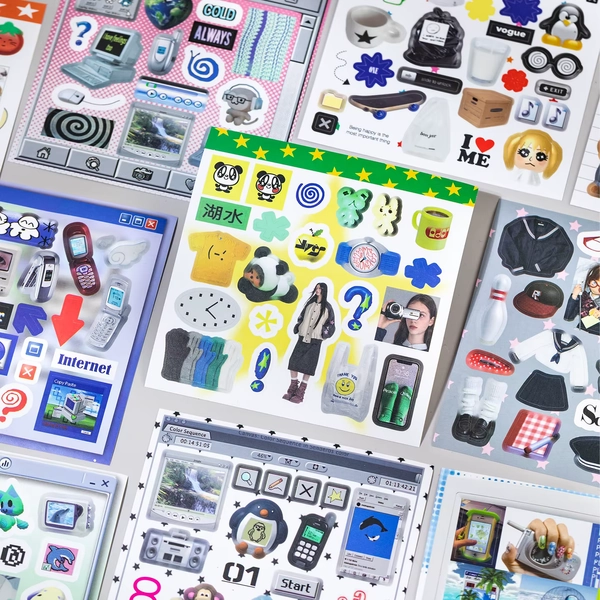 20/40 Pcs Y2K Millennial Electronic Style Die Cut Stickers Book for Scrapbooking Diary Handmade Japanese Stationery Decorative - AliExpress 21