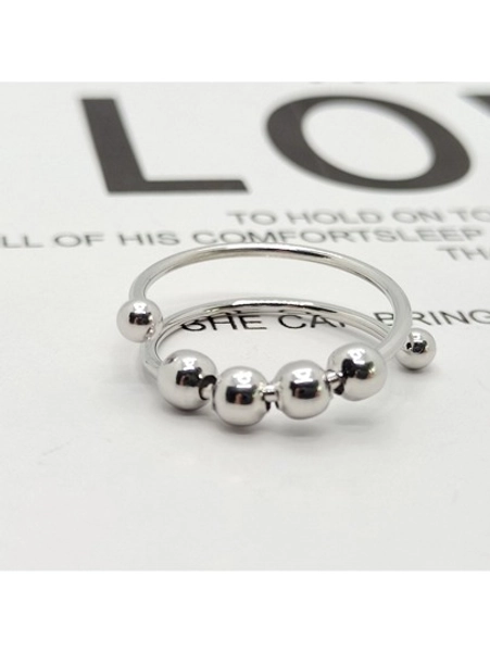 1 pièce Bague à double anneau en acier inoxydable rotative, bague à tourner anti-stress pour femmes, cadeau de bijoux pour anniversaire