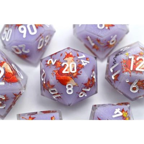 Fire Fox- 3 Colors Purple,Brown,Yellow- polyhedral set [Sharp Edge] Hand made